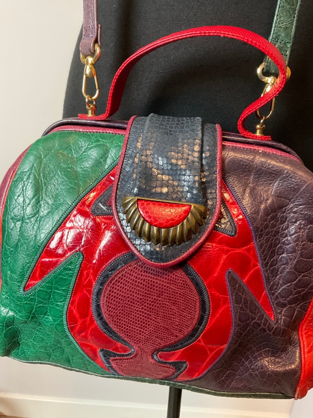 Vintage Sharif Colorful leather handbag